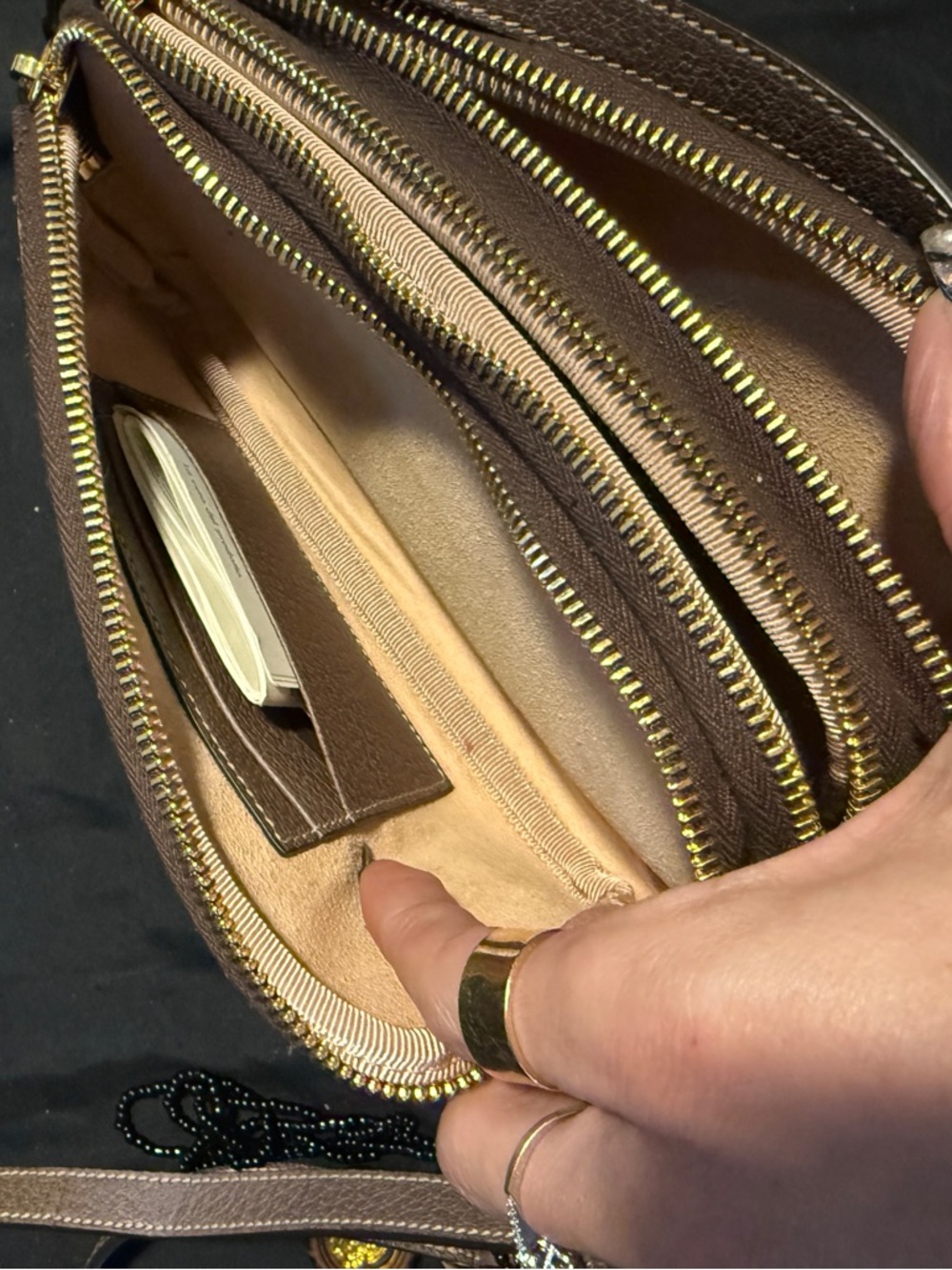 Gucci Ophidia Beige GG Supreme triple zipper Canvas Crossbody - Picture 3 of 15